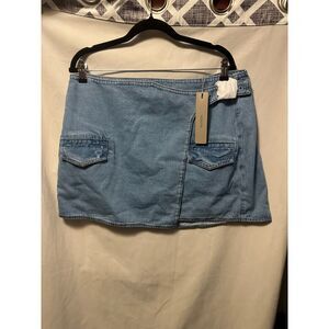 NWT Hudson Jeans Wrap Mini Skirt Mountain Denim Size 34